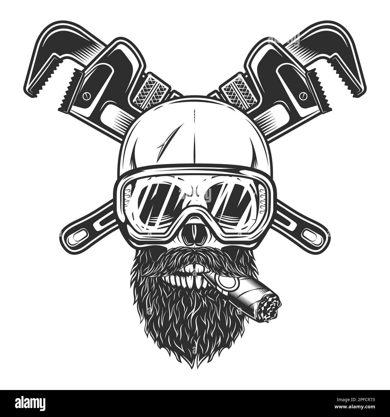 Mechanic skull wrench Black and White Stock Photos & Images - Alamy