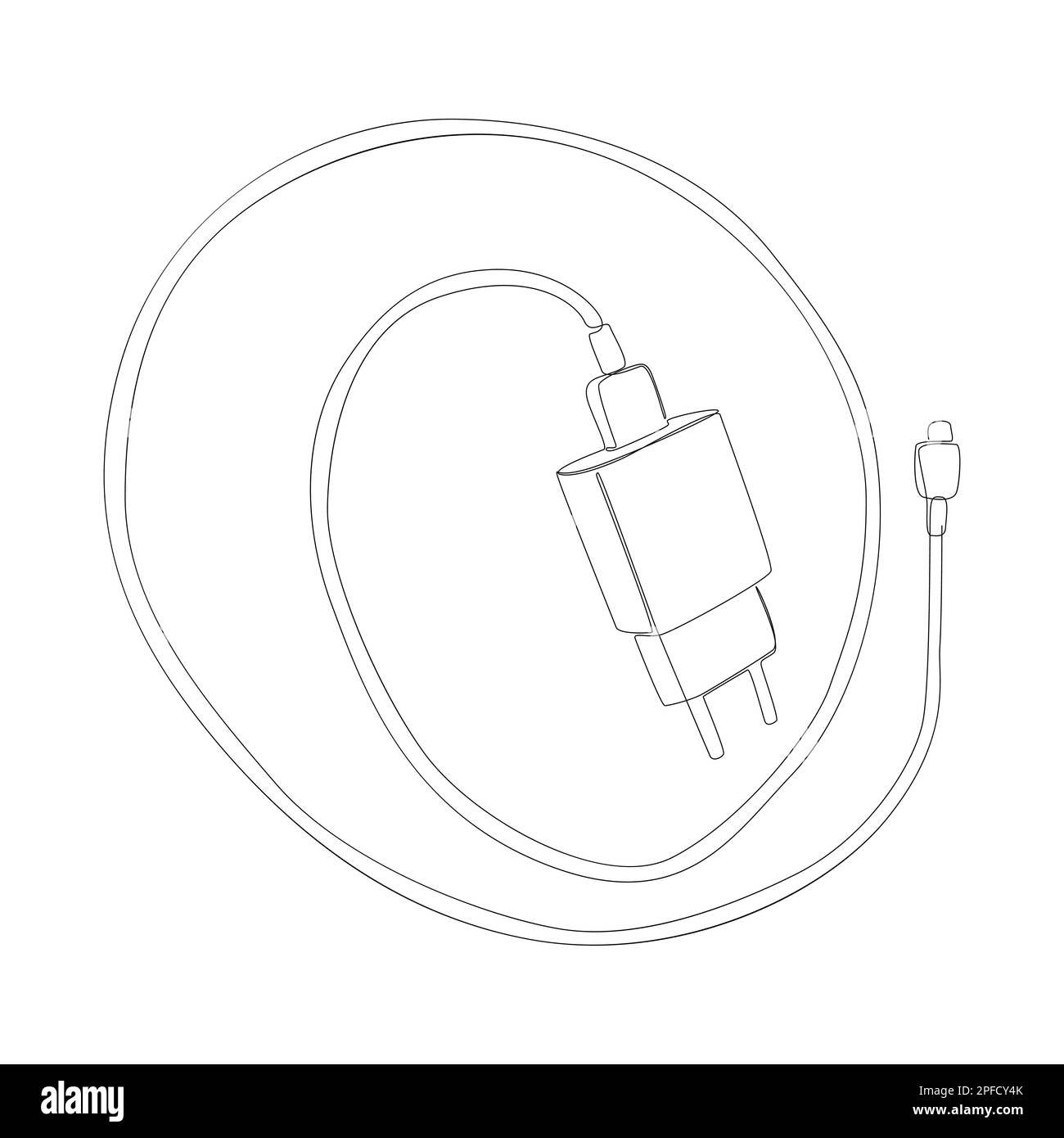 One continuous line of Smart phone charger. Thin Line Illustration vector concept. Contour Drawing Creative ideas. Stock Vector