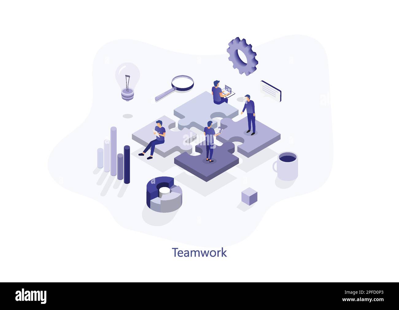 Teamwork concept with puzzle. Can use for web banner, infographics