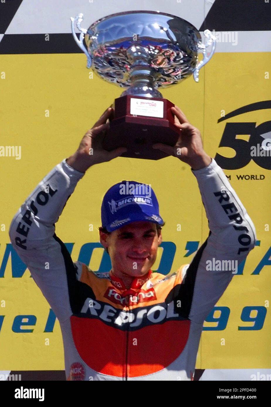 Casque Moto Réplique MotoGP Alex Criville 1999 - Échelle 1/5 - Marque Altaya - Occasion - Modèle Collection