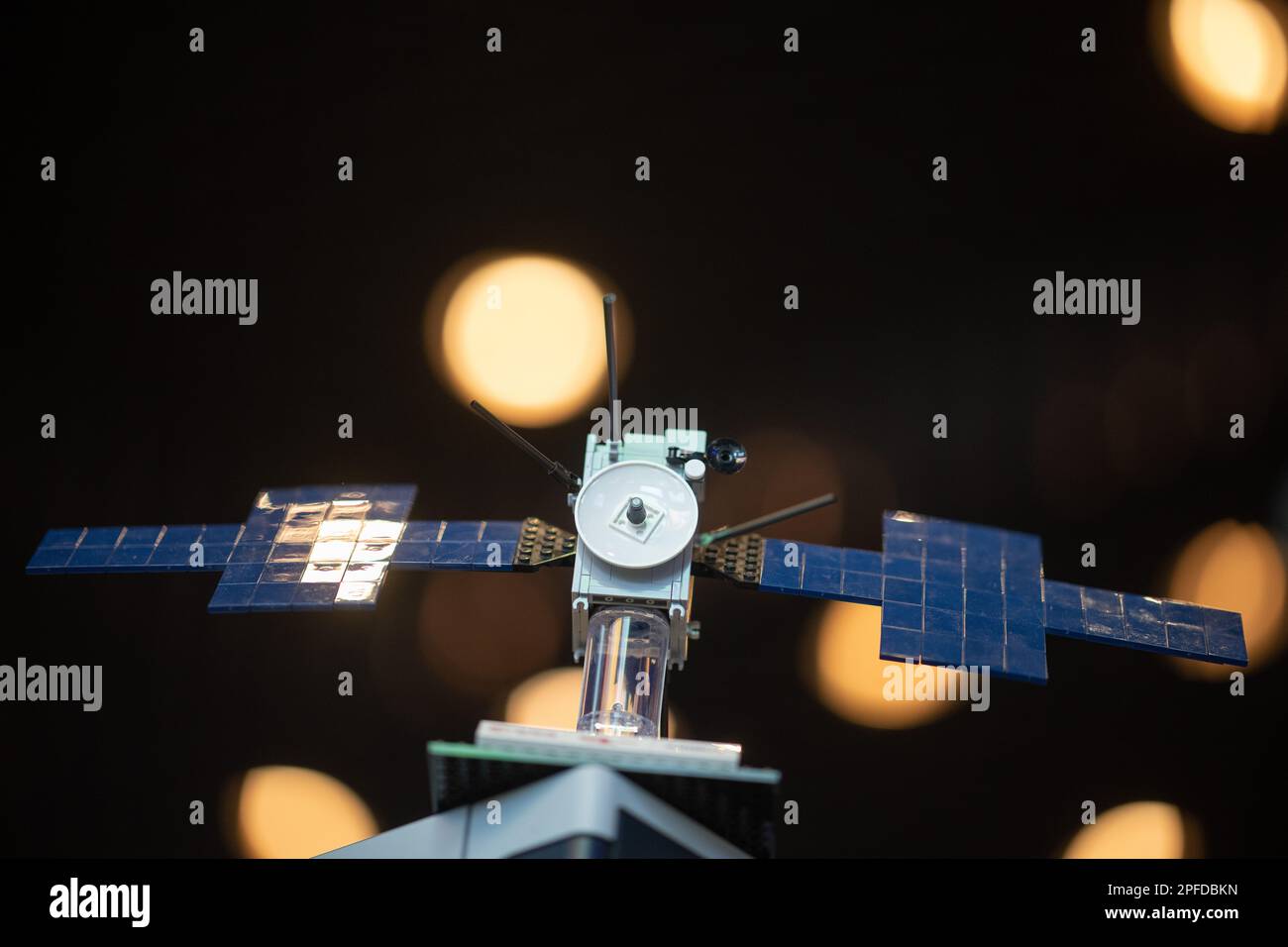 Darmstadt, Germany. 10th Feb, 2023. A Lego model of the JUICE (Jupiter Icy Moons Explorer) spacecraft for the European Space Agency's Jupiter mission stands at the European Space Operations Center (ESOC). Credit: Sebastian Gollnow/dpa/Alamy Live News Stock Photo