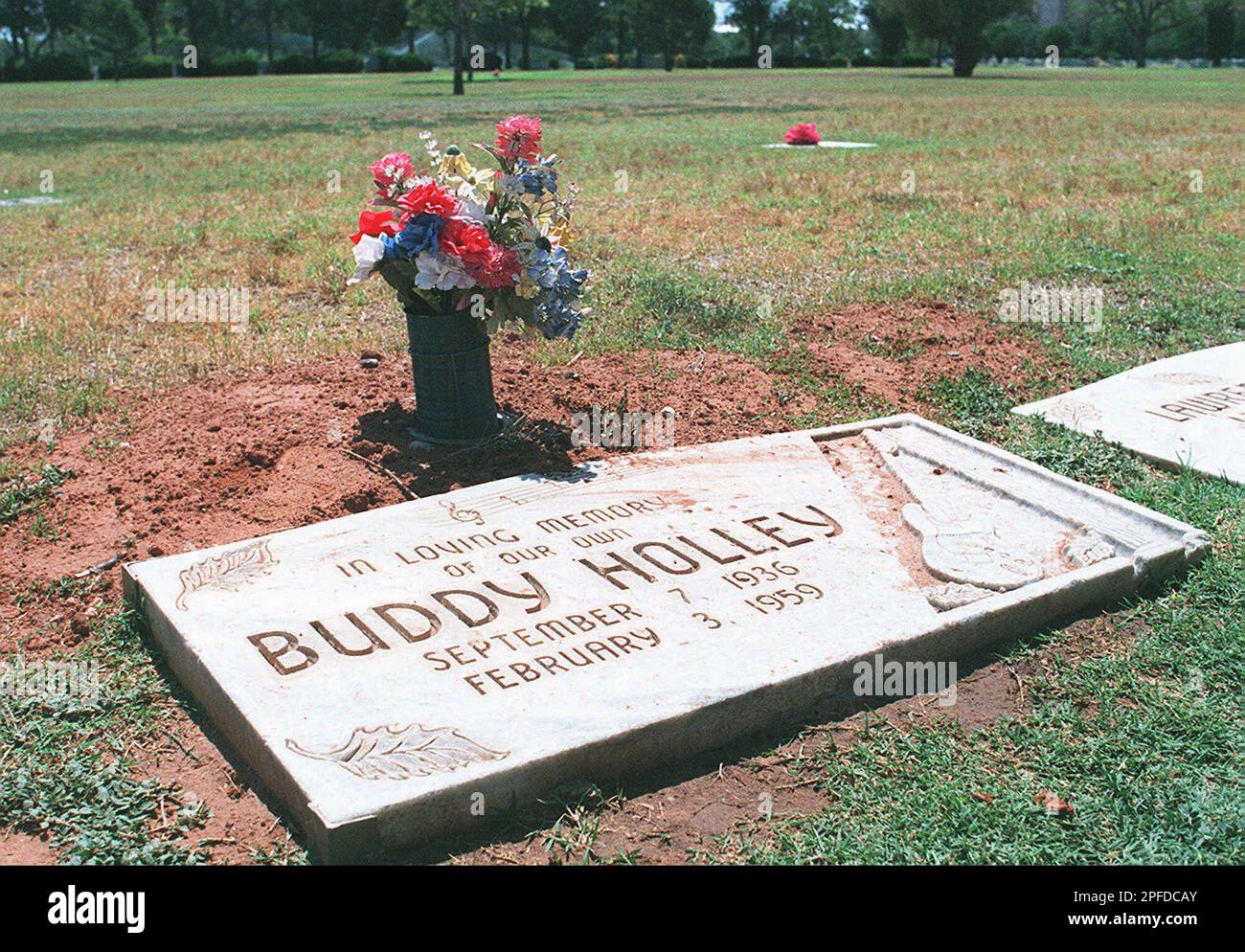 The grave of Buddy Holly is shown in the City of Lubbock Cemetery in  Lubbock, Texas on Thursday, July 28, 1998. The rock 'n' roll singer was  killed in a plane crash