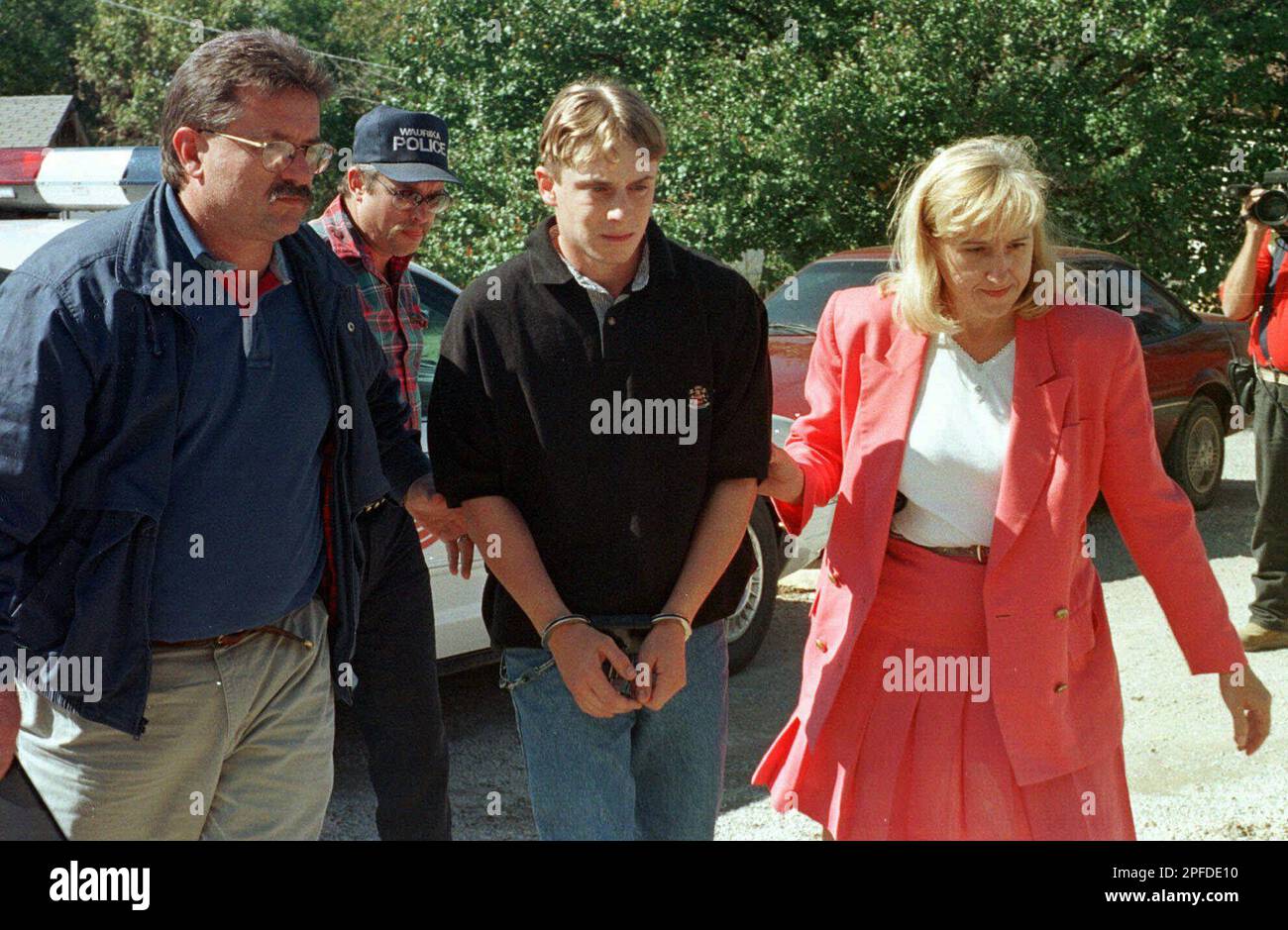 Joshua Bagwell is moved from the Jefferson County Jail in Waurika, Okla