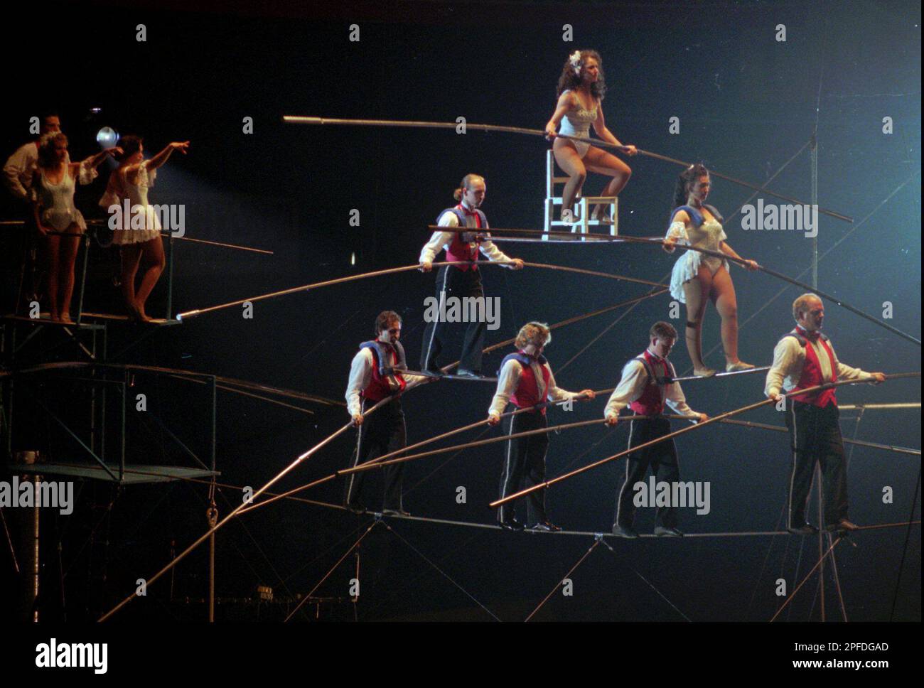 The Flying Wallendas of Sarasota, Fla., perform their sevenperson