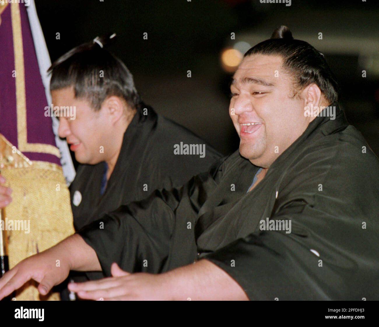 Hawaiian-born champion Musashimaru, or Fiamalu Penitani, has all smiles ...