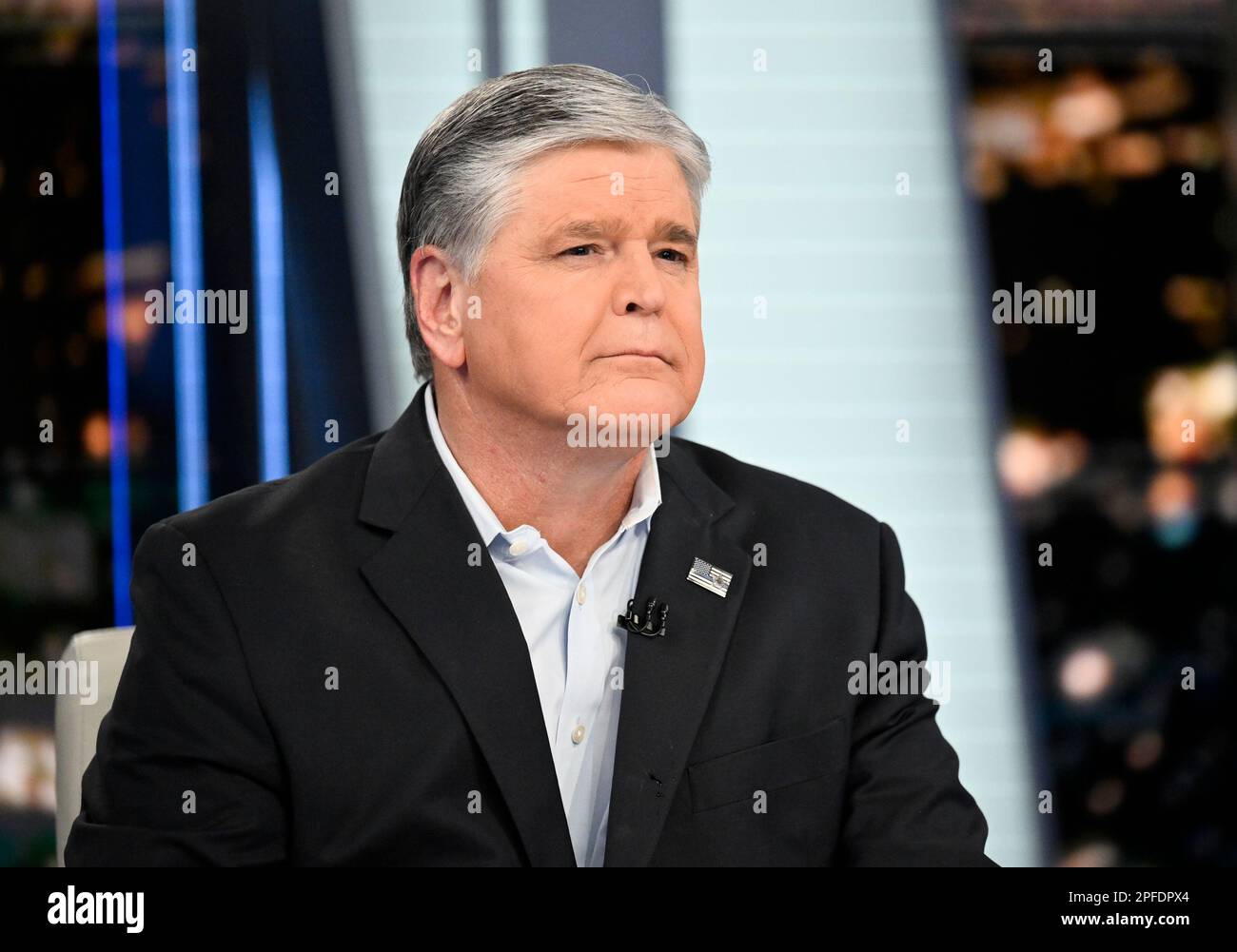 Fox News commentator Sean Hannity taping an episode of "Hannity" at Fox