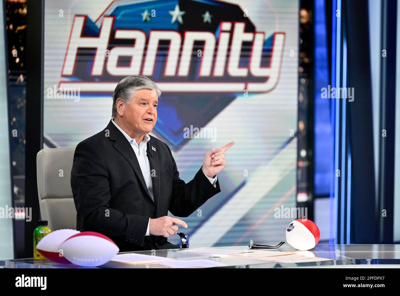 Fox News commentator Sean Hannity taping an episode of "Hannity" at Fox