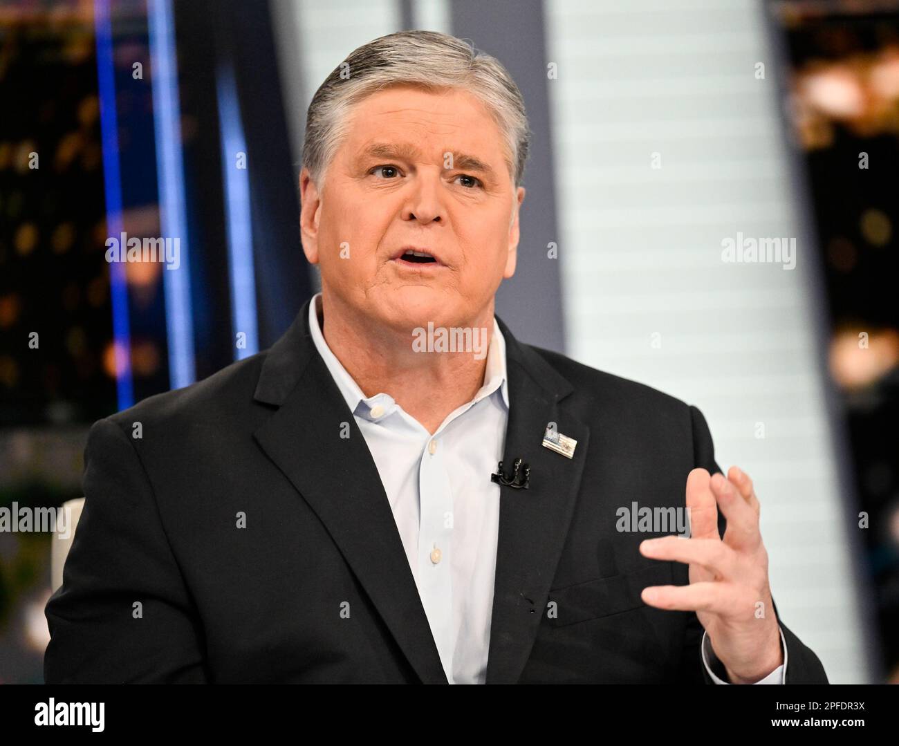Fox News commentator Sean Hannity taping an episode of "Hannity" at Fox