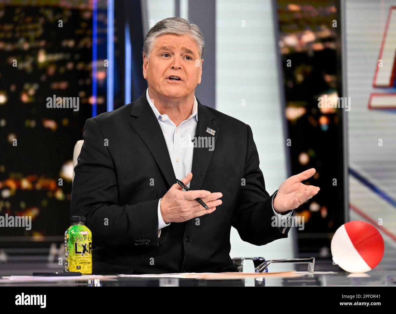 Fox News commentator Sean Hannity taping an episode of "Hannity" at Fox