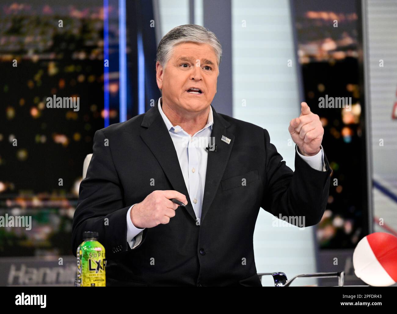 Fox News commentator Sean Hannity taping an episode of "Hannity" at Fox