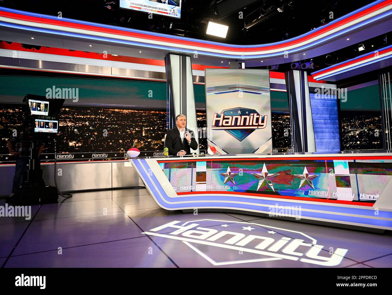Fox News commentator Sean Hannity taping an episode of "Hannity" at Fox