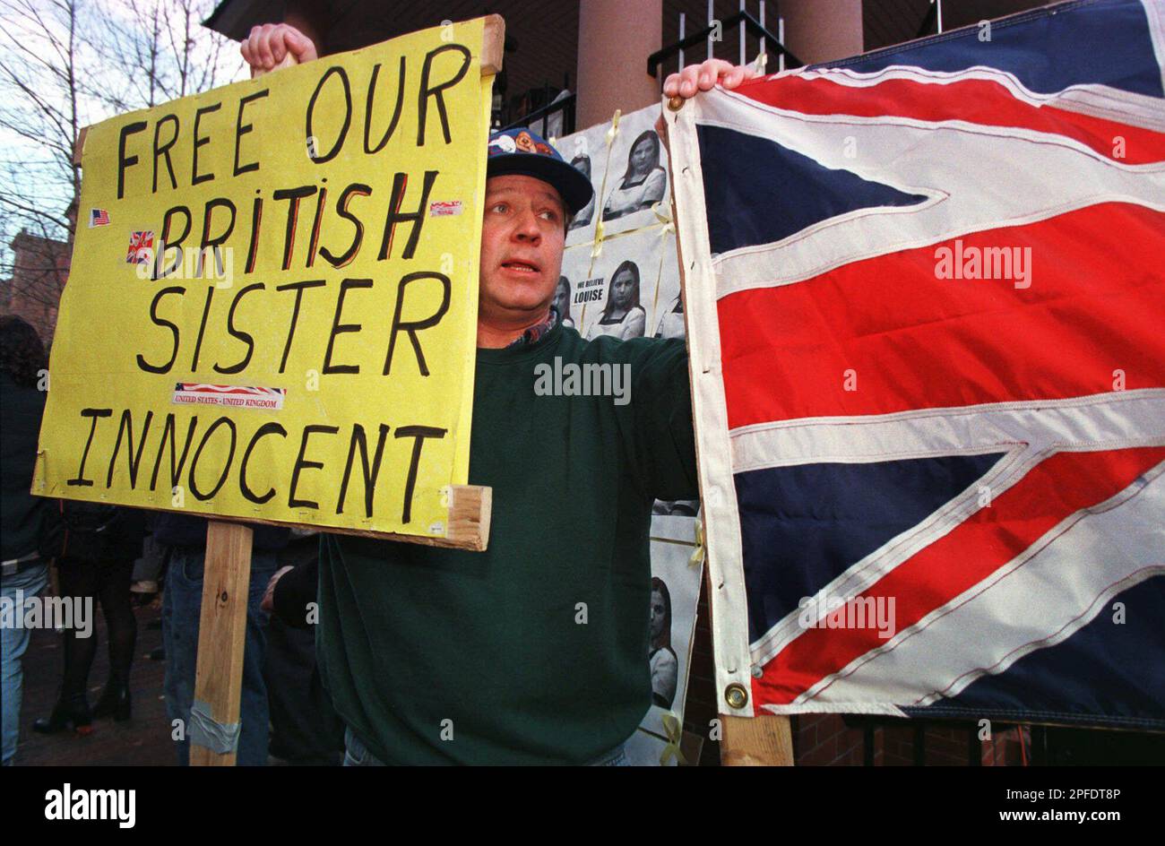 Brandy Cook a supporter of British au pair Louise Woodward stands Brandy Cook a supporter of British au pair Louise Woodward stands