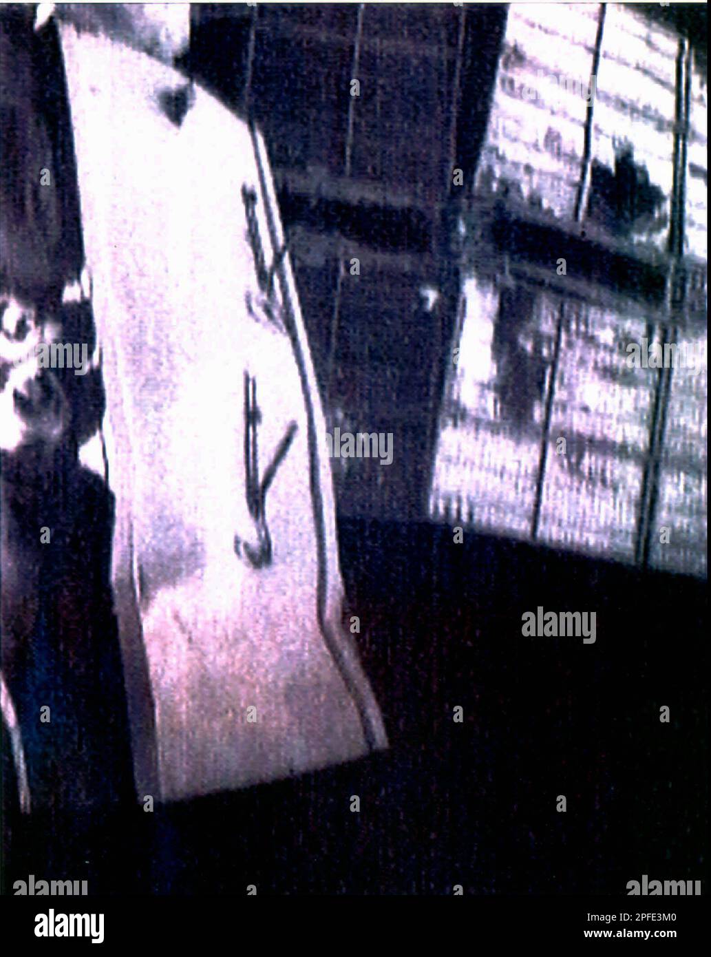 The damaged Spektr module, part of the Russian Space Station Mir, is shown in this image from