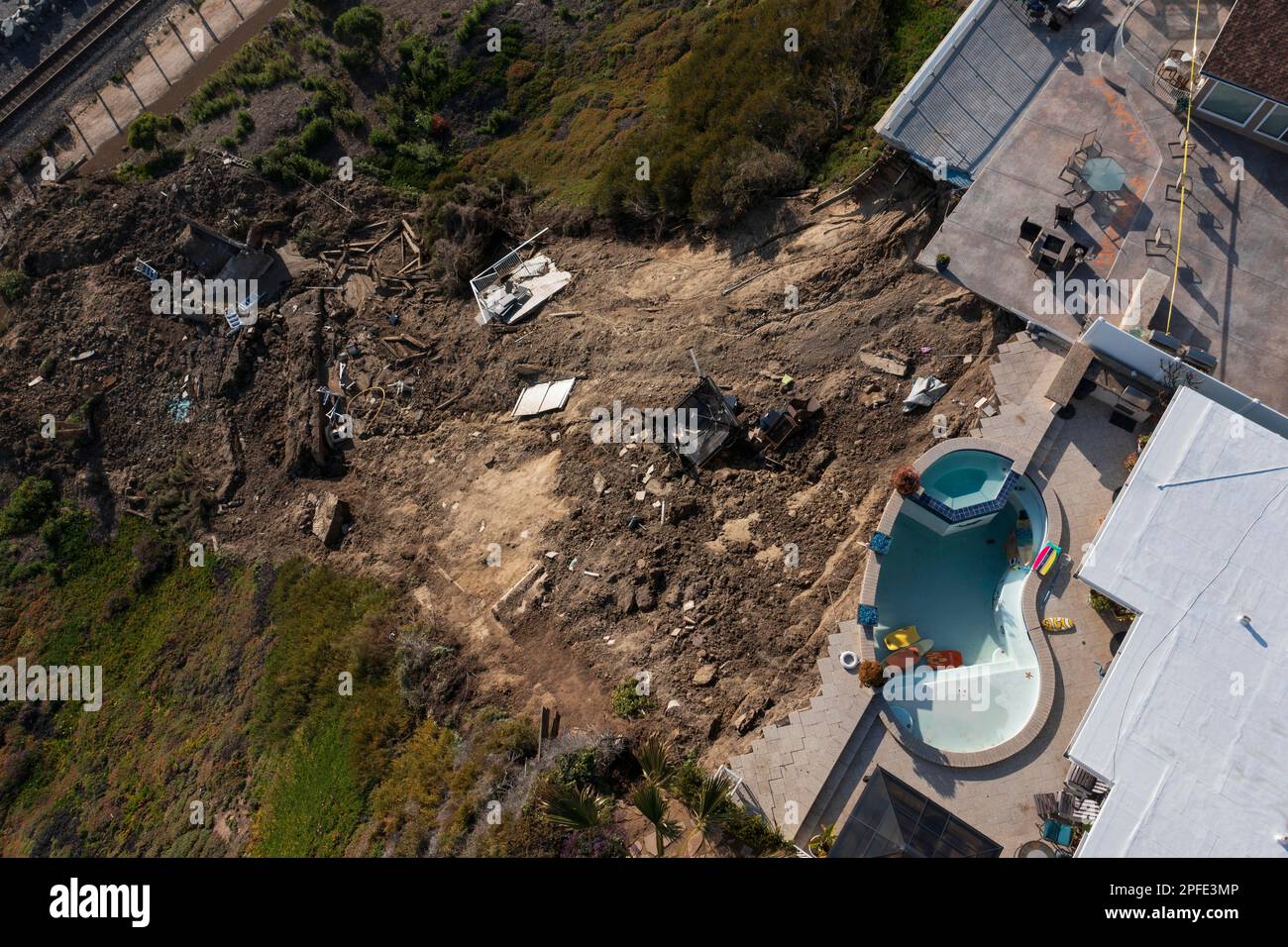 San Clemente, California, USA. 16th Mar, 2023. Swimming pool hangs over ...