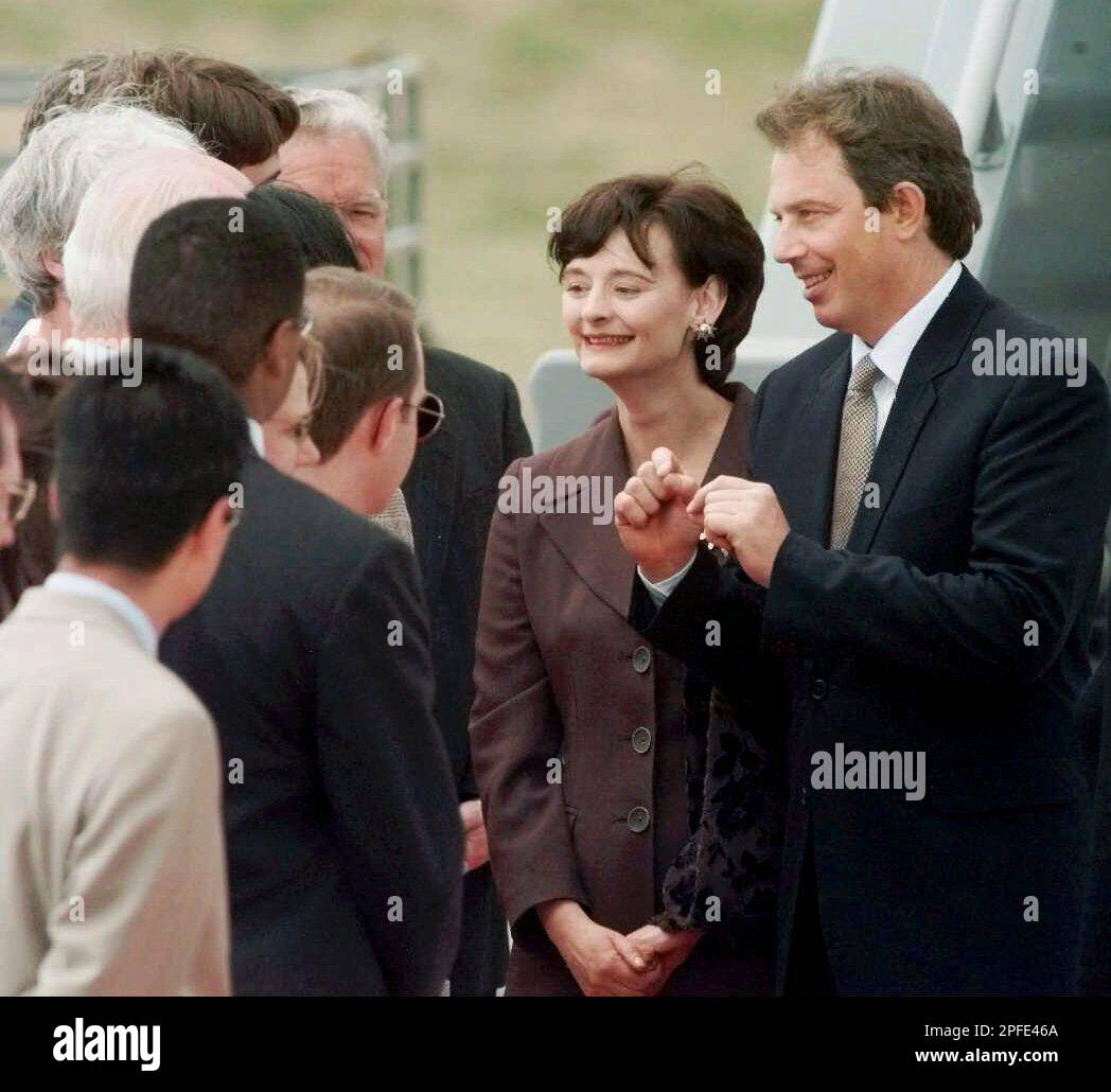 Prime Minister Tony Blair, right, of Great Britain and his wife, Cherie