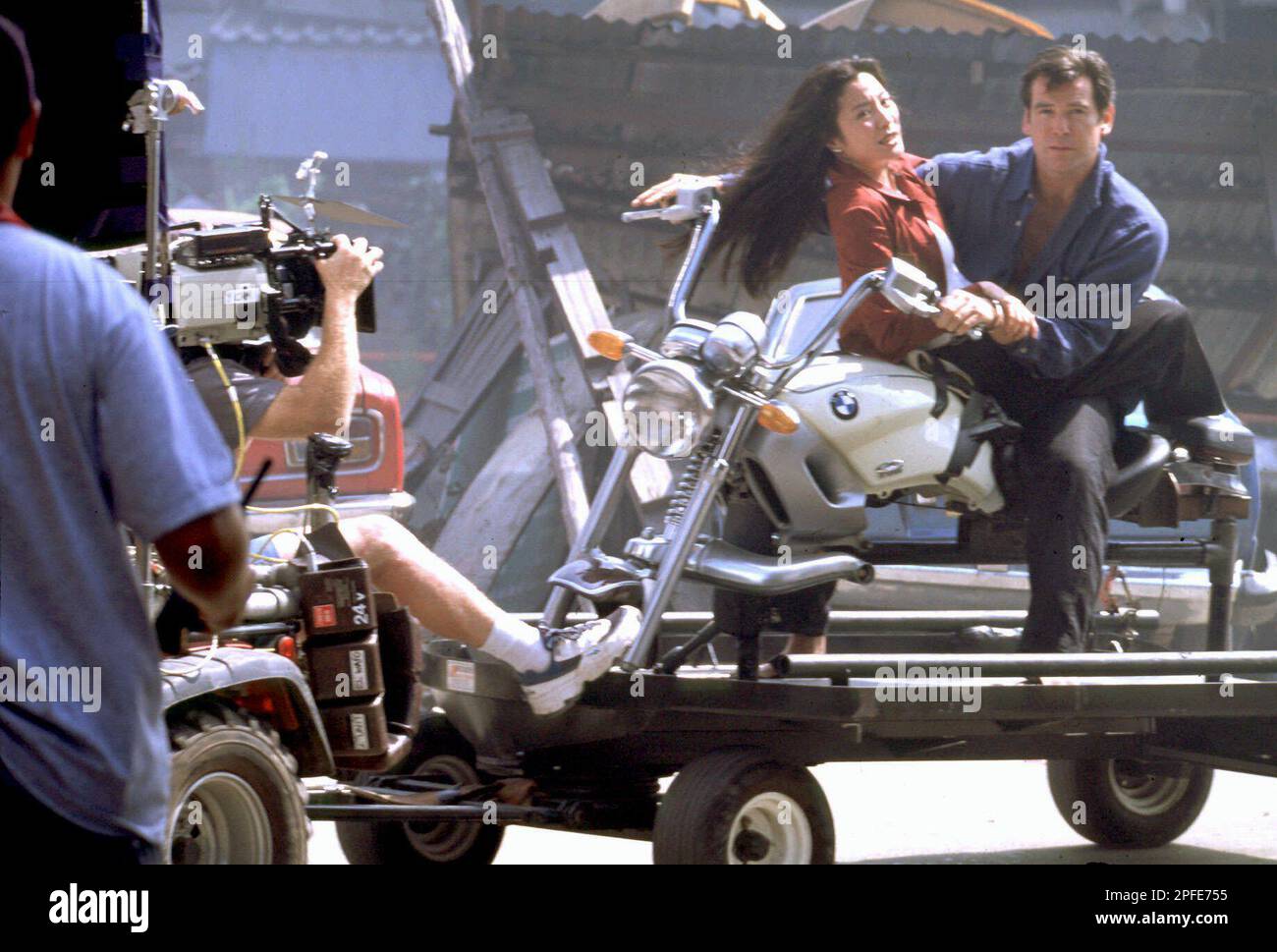 James Bond actor Pierce Brosnan, right, and Hong Kong film star