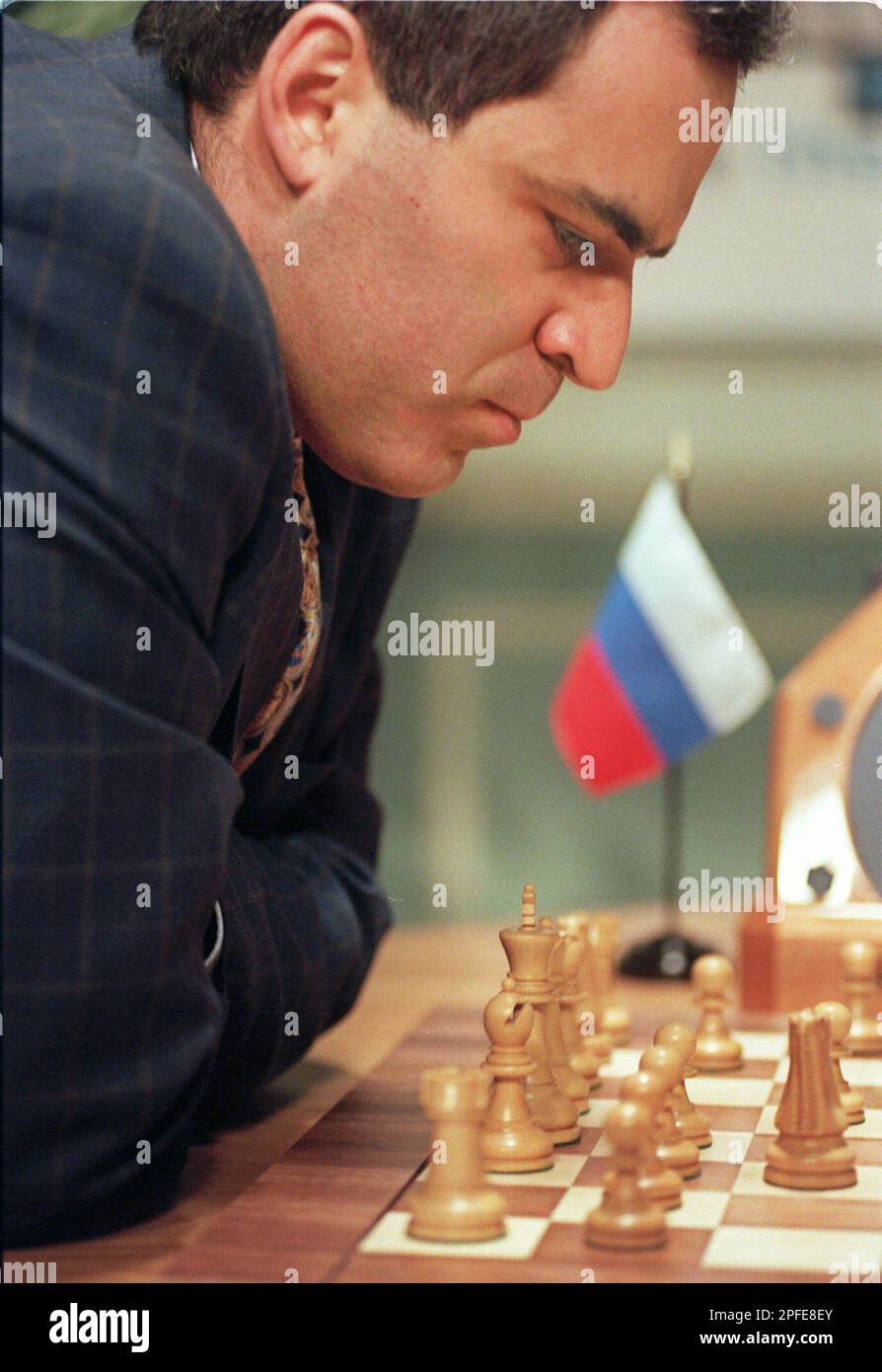 World chess champion Garry Kasparov ponders his next move against IBM's  chess playing computer, Deep Blue, during the third game of their six game  rematch, Tuesday, May 6, 1997, in New York. (