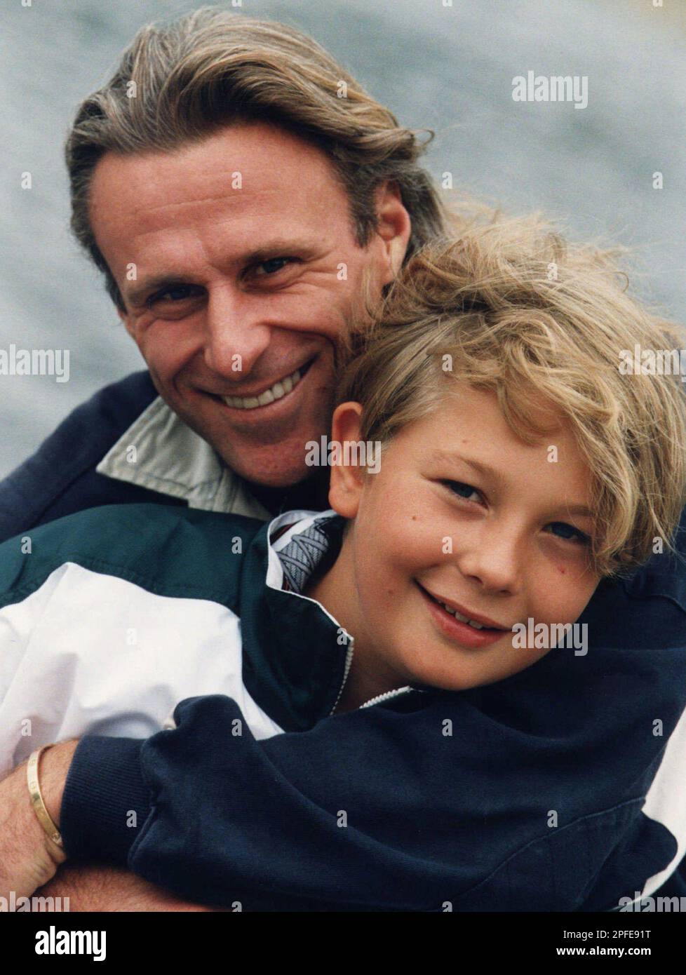 FILE- Photo from September 28 1996, showing the Swedish former tennis star Bjorn  Borg and his son Robin Borg, 11 years old, who yesterday May 1 1997 played  his first official tennis