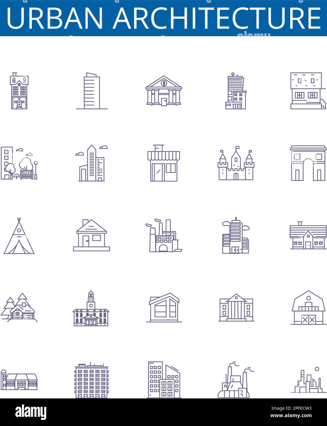 Urban architecture line icons signs set. Design collection of Urbanity