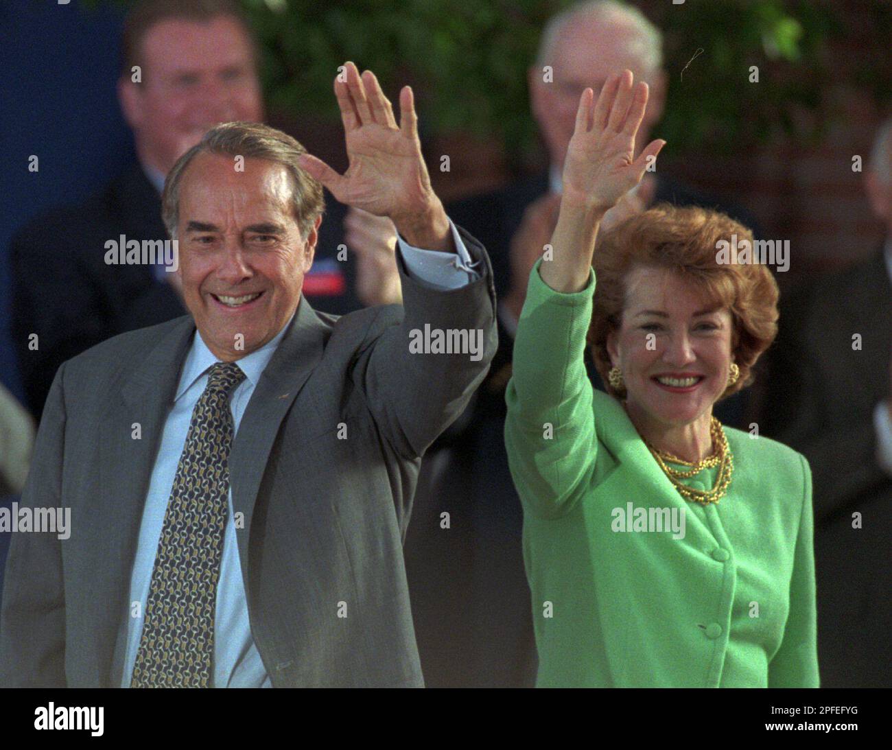 Republican Presidential Nominee Bob Dole And His Wife Elizabeth Wave To 