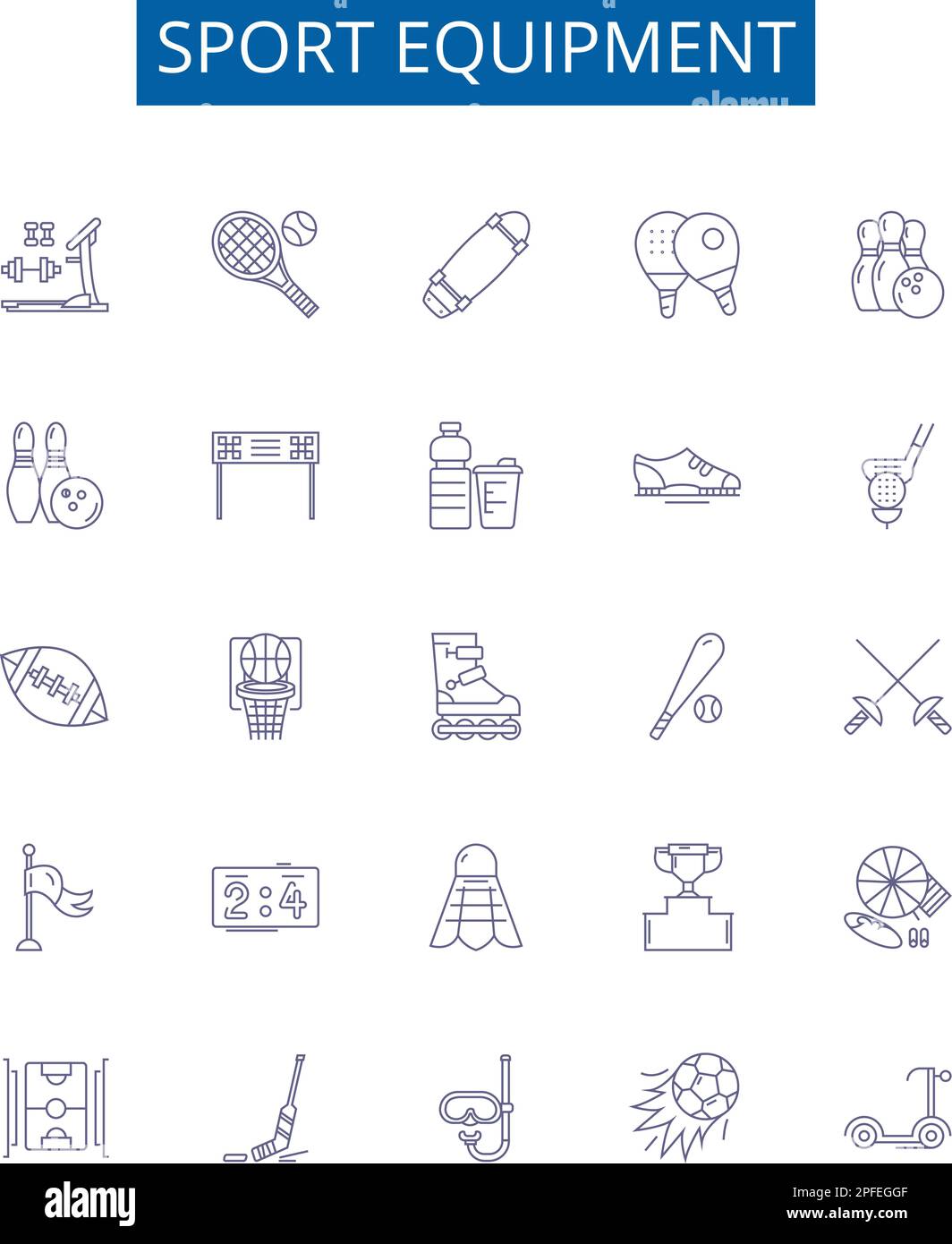 Sport equipment line icons signs set. Design collection of Gear, Balls ...