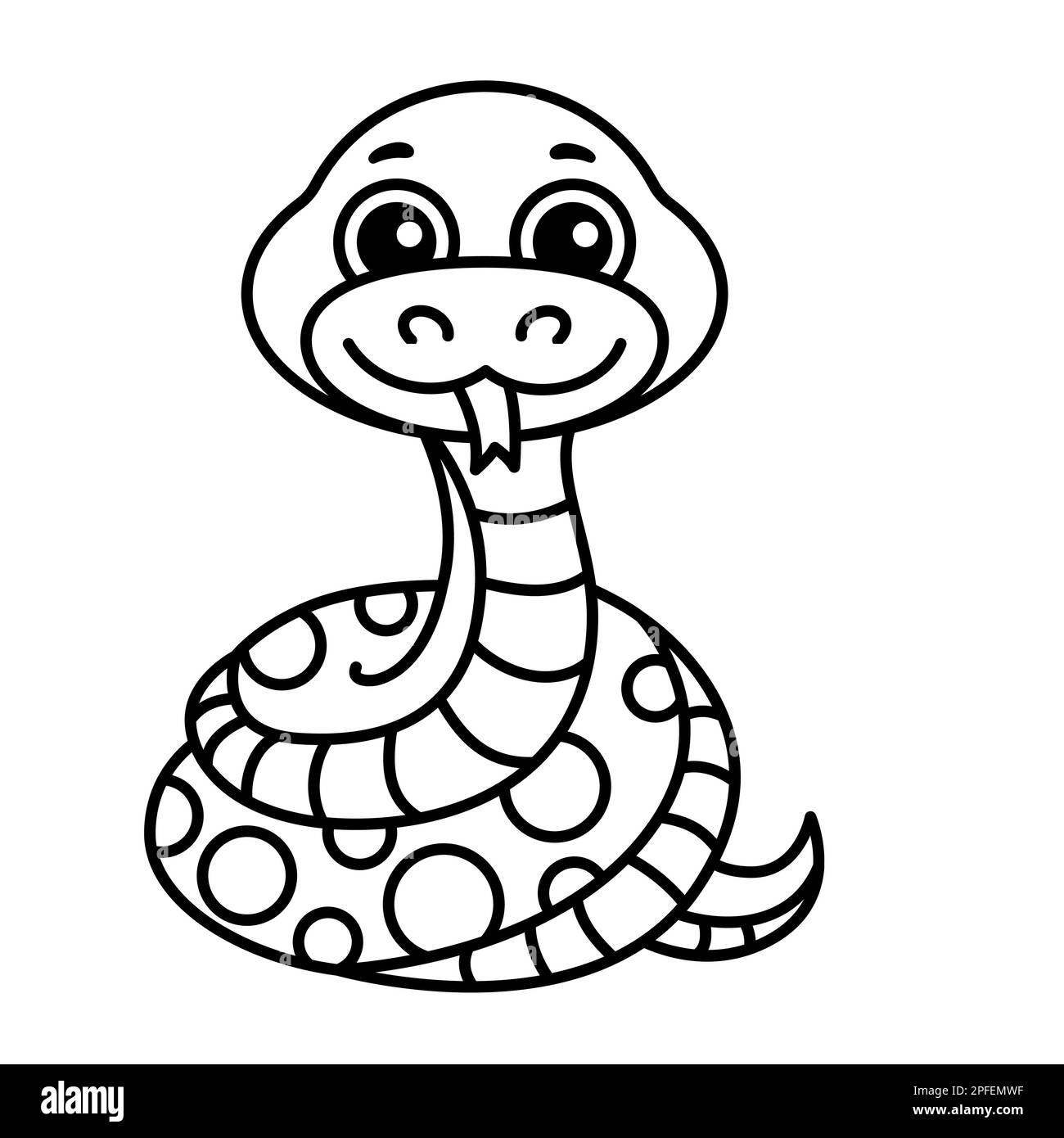 Children coloring book. Vector illustration of snake, boa in a cartoon style Stock Vector