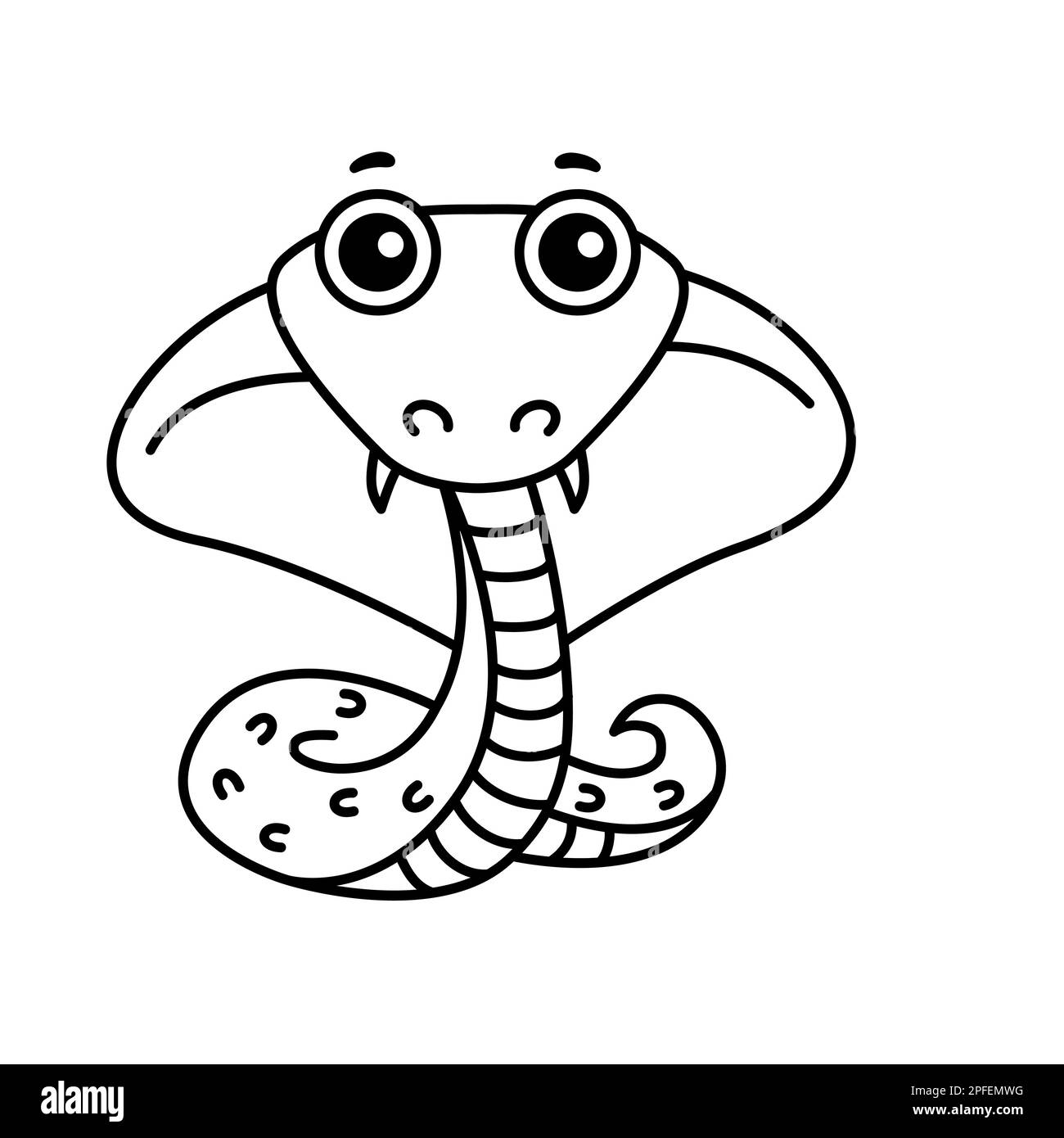 Children coloring book. Vector illustration of snake, cobra, in a cartoon style Stock Vector