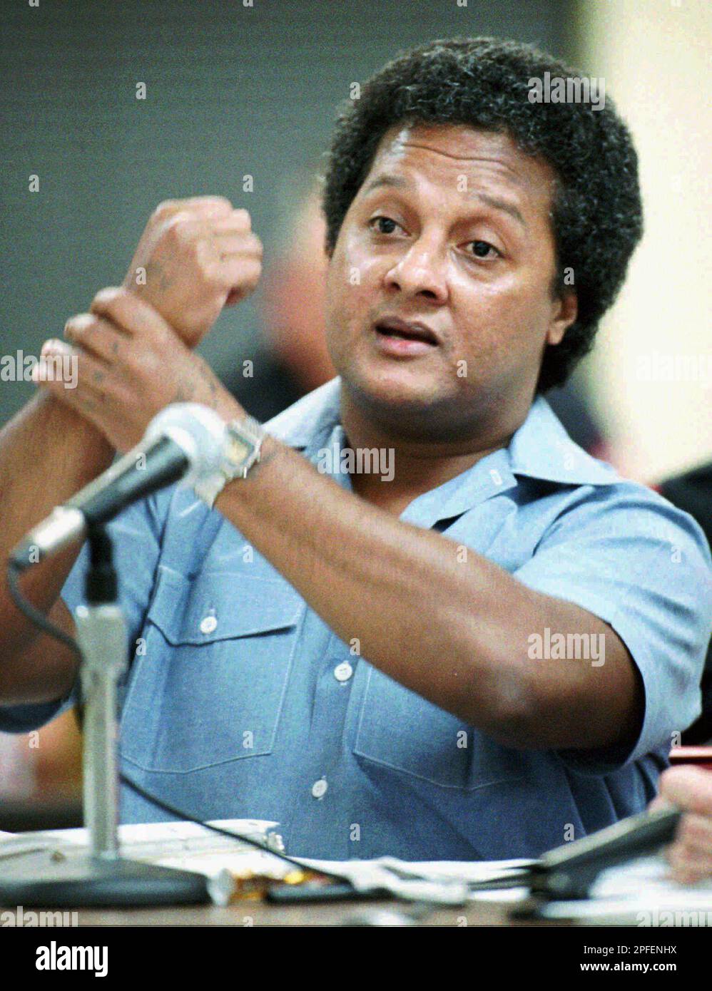 Condemned killer Antonio James gestures during his appearance before ...