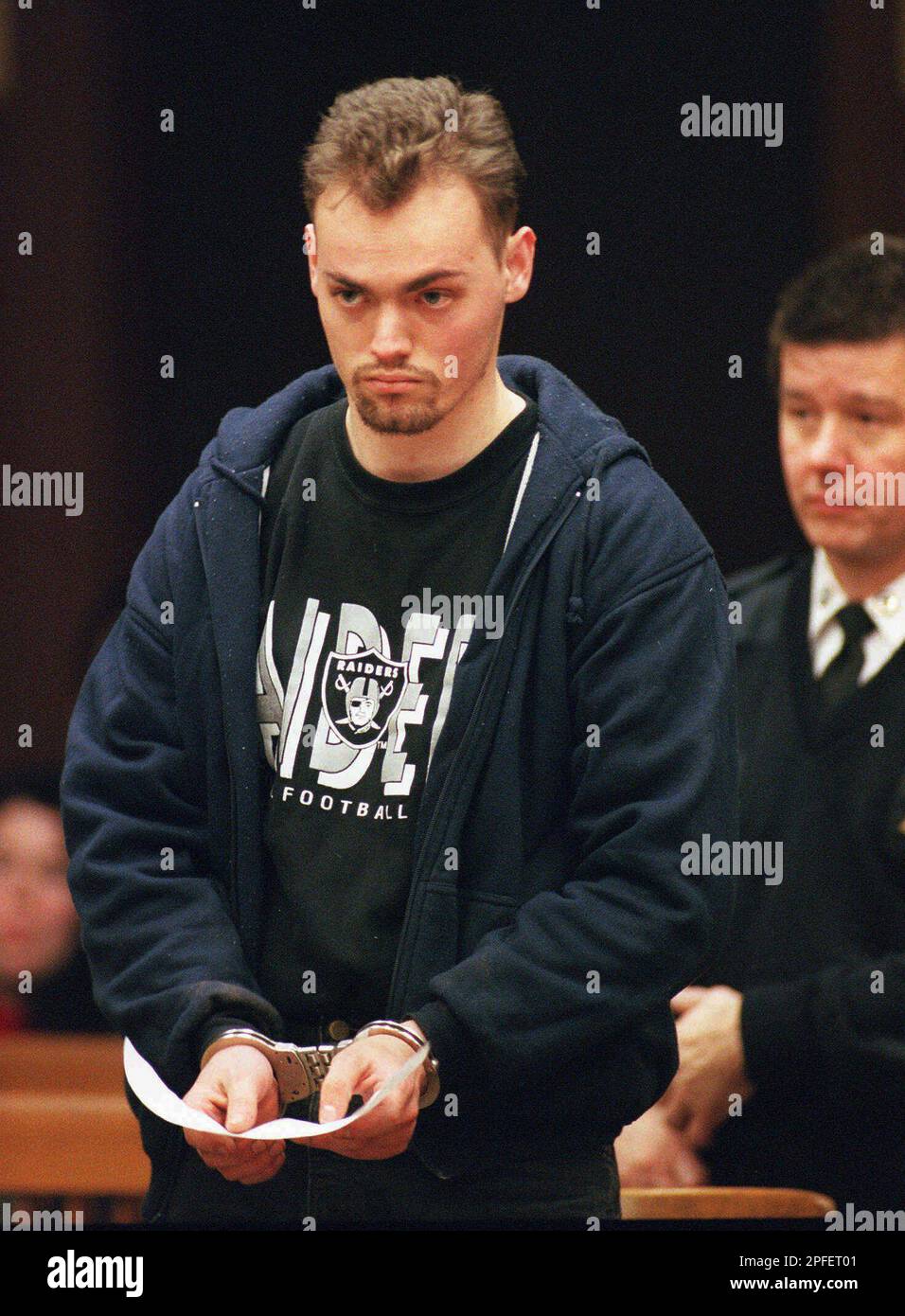 Convicted child rapist Michael P. Nickerson listens during a