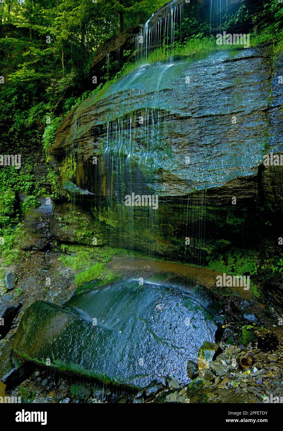 46 foot high Buttermilk Falls in Indiana County, Pennsylvania Stock