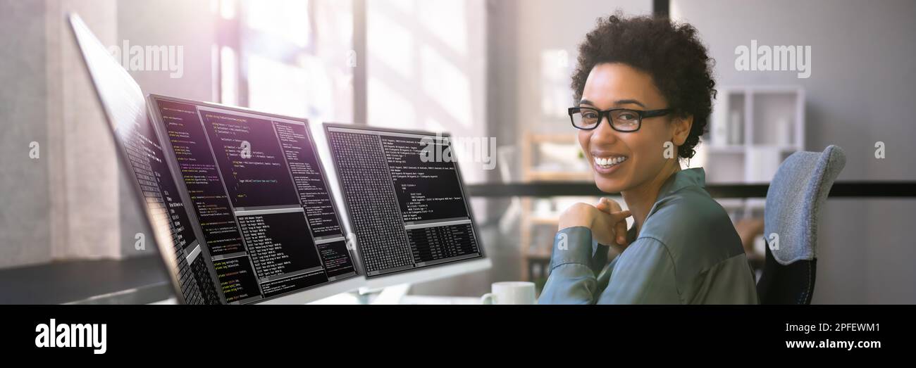 Programmer Coding Classes. Web Developer Coder In Office Stock Photo ...