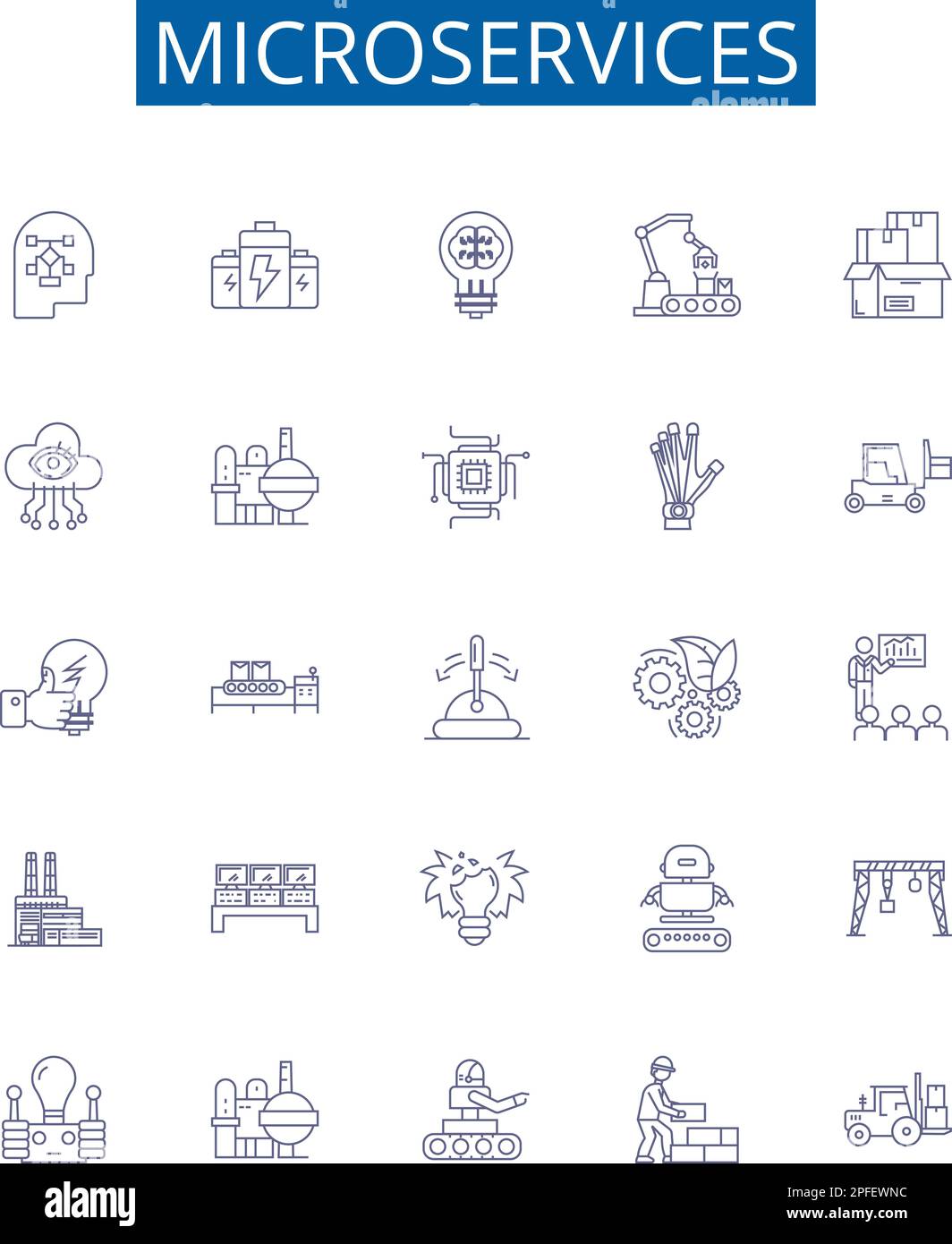 Microservices line icons signs set design collection of rate limit