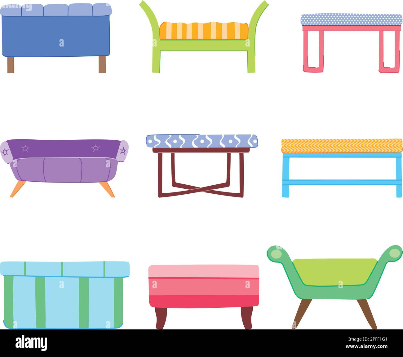 bench bedroom set cartoon vector illustration Stock Vector Image & Art