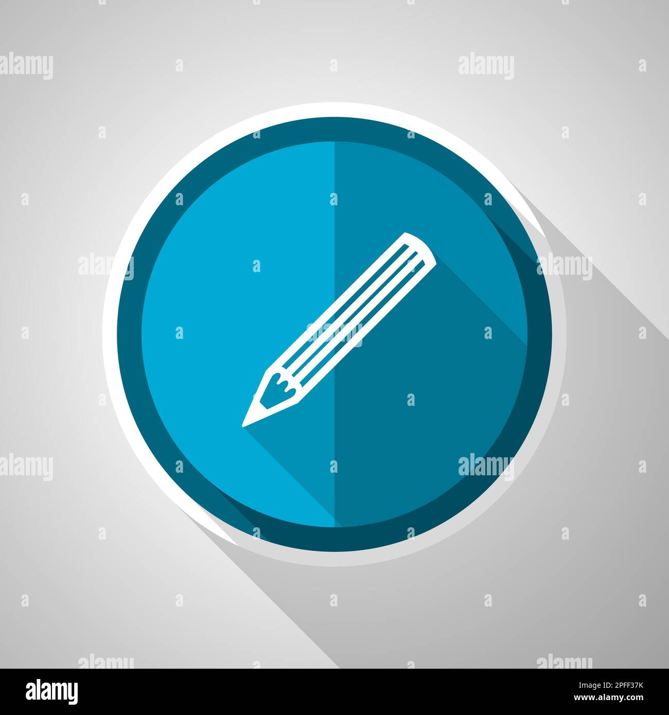 Pencil symbol, flat design vector blue icon with long shadow Stock Vector