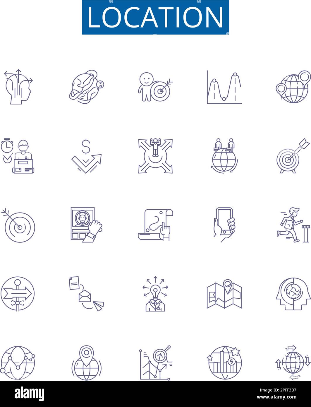 Location line icons signs set. Design collection of Place, Site, Spot