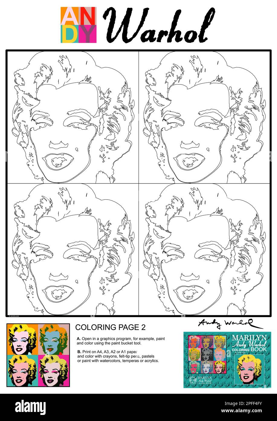 Andy Warhol Coloring page Stock Photo - Alamy