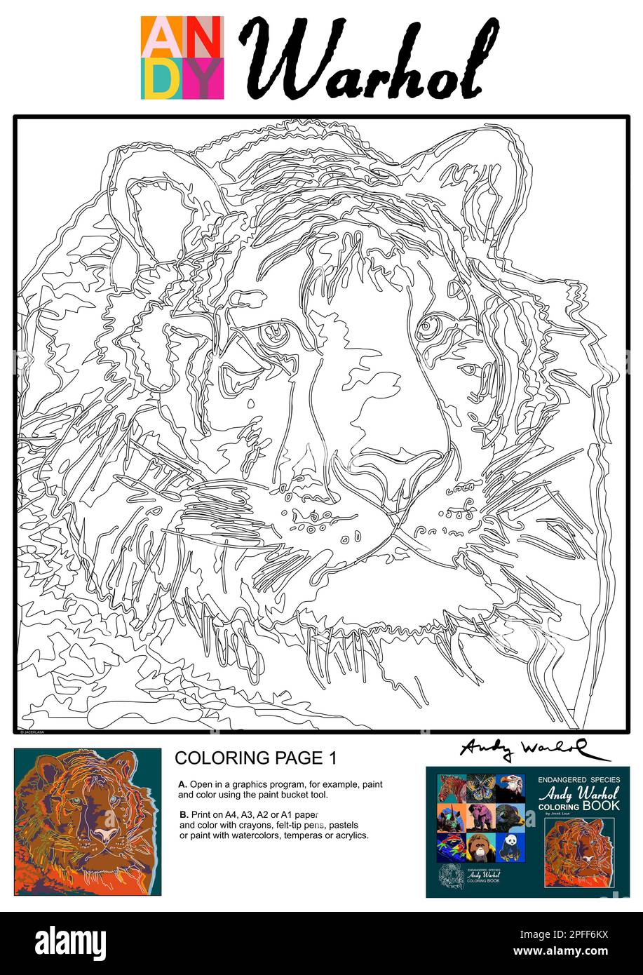 Andy Warhol Coloring page Stock Photo - Alamy