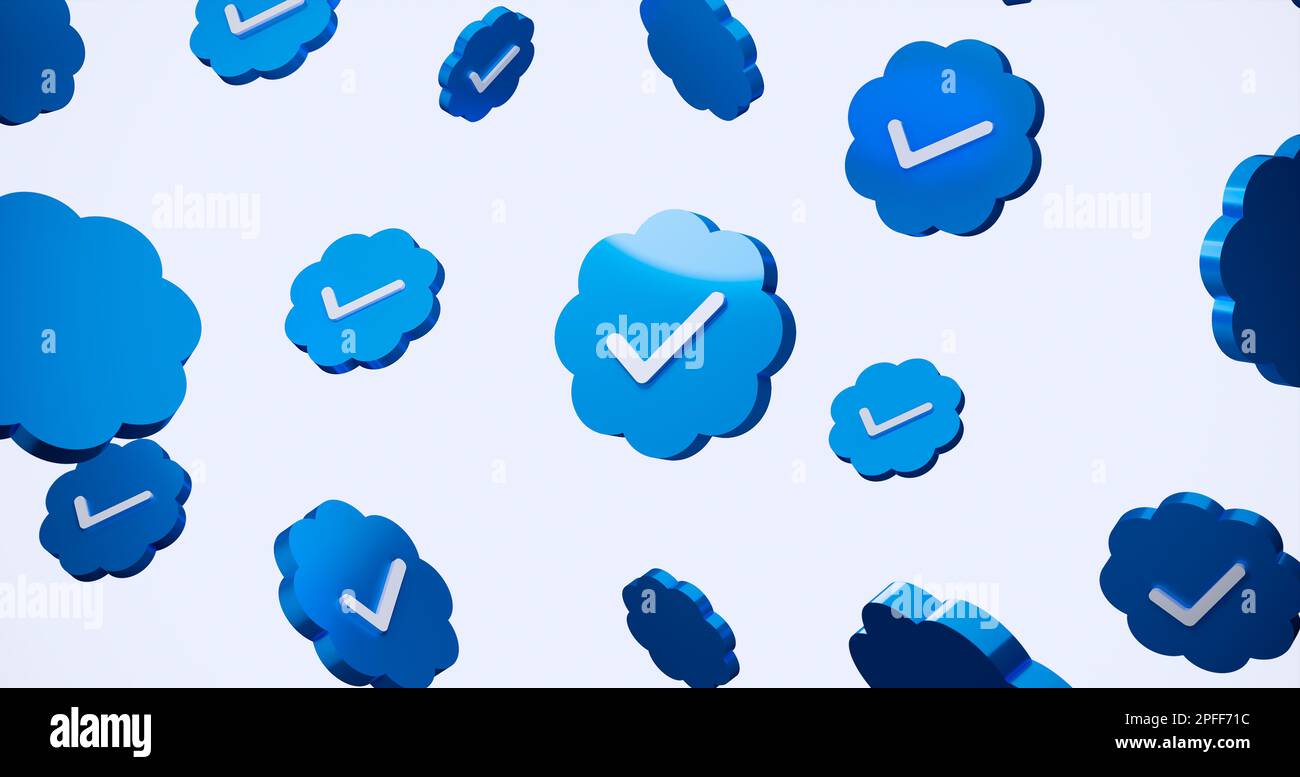 Verification check marks for social media. Blue check on white