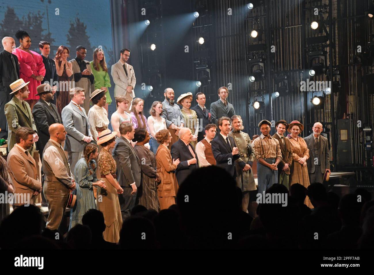 New york usa 16th mar 2023 the cast performs a curtain call joined