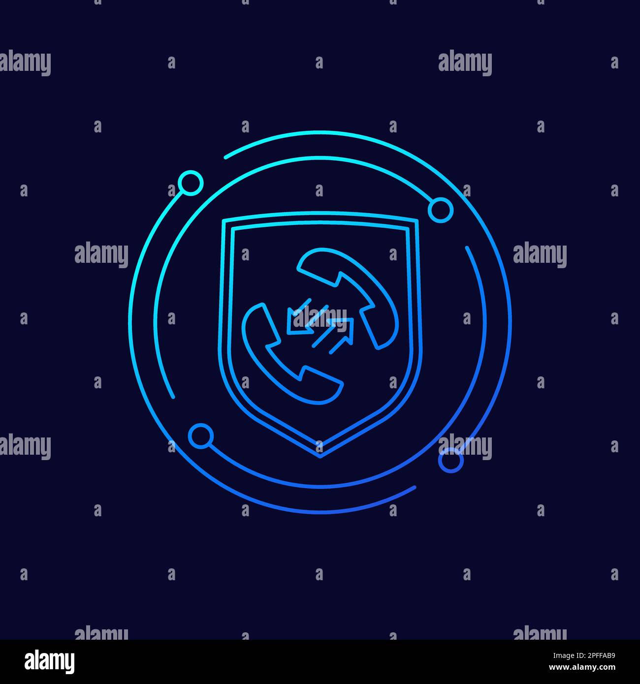 Secure phone call icon with shield, linear design Stock Vector Image ...