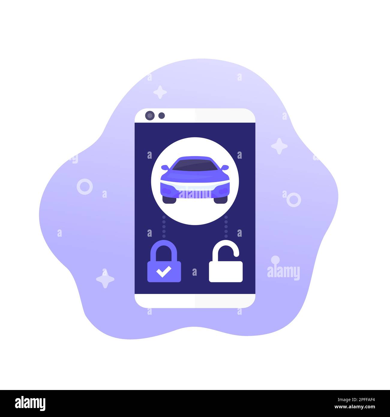 smart lock for a car mobile app design, vector Stock Vector