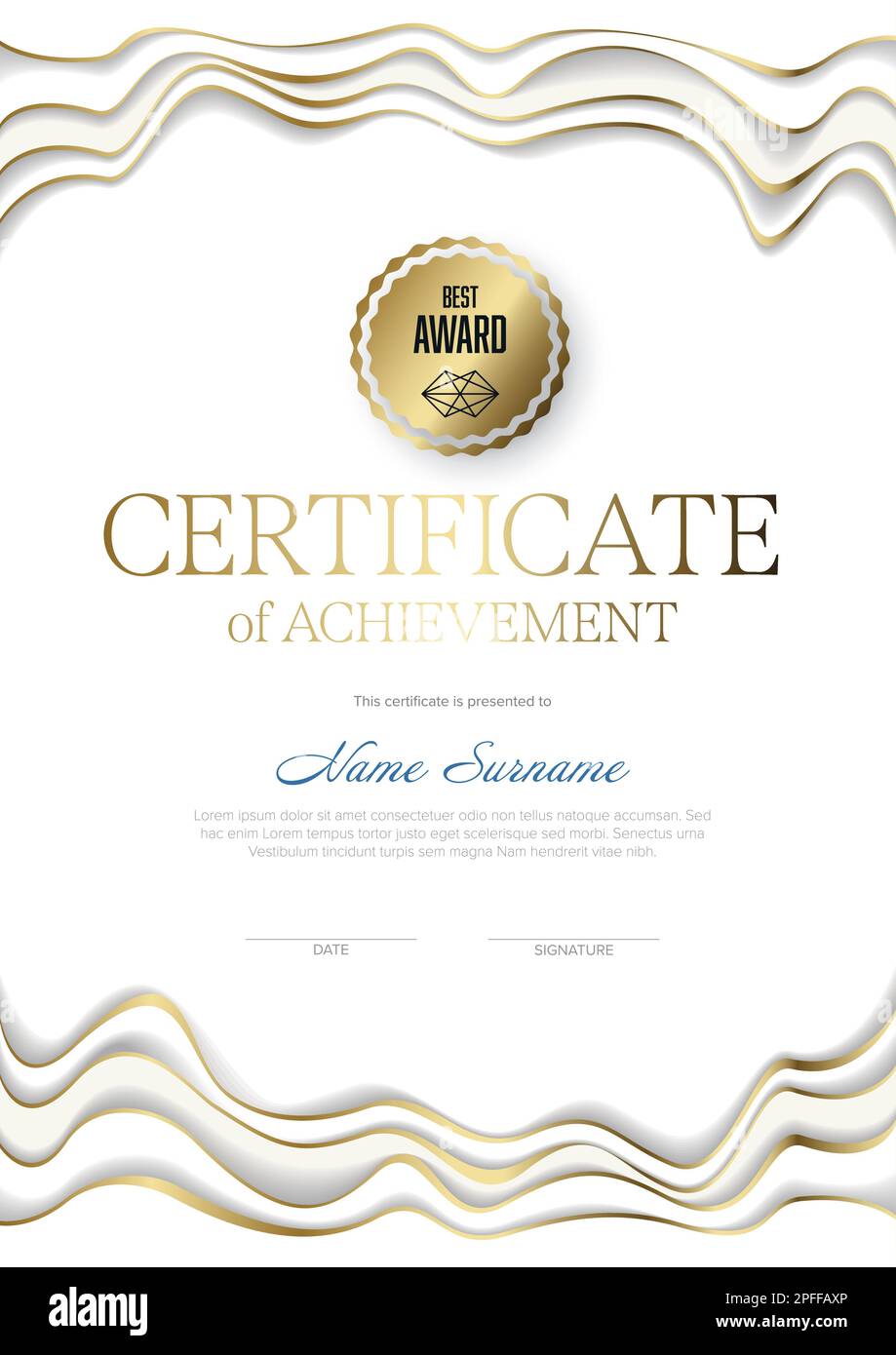 Modern art certificate of achievement template with place for your