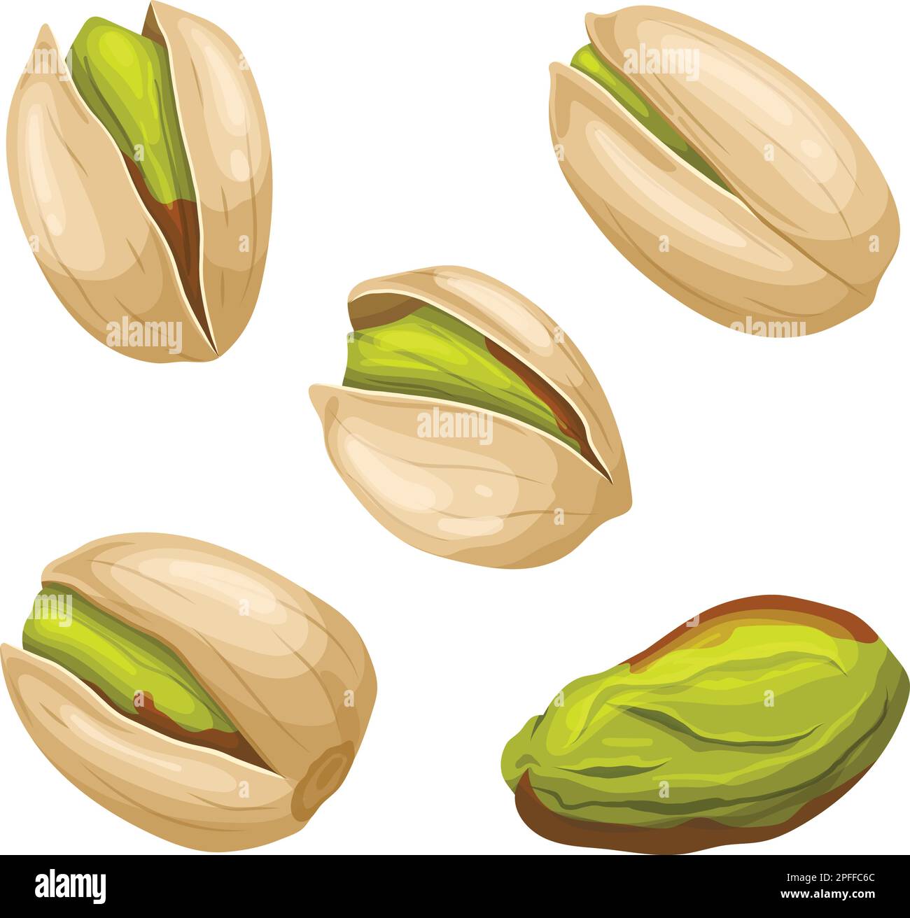 pistachio nut food set cartoon vector illustration Stock Vector Image