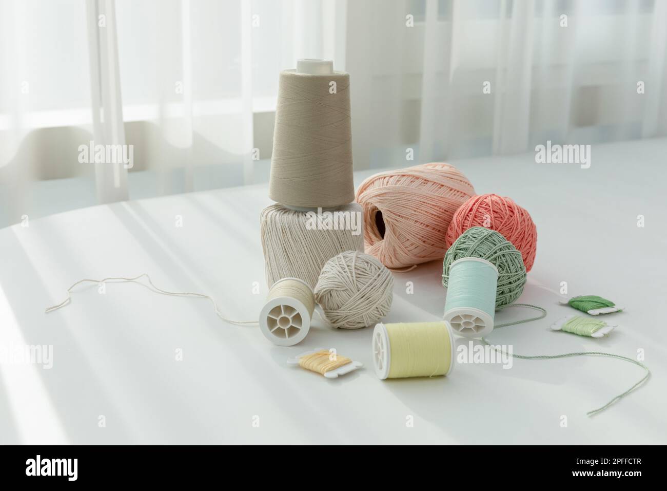 aesthetic photo of handmade, crafting hobbies, thread collection Stock ...