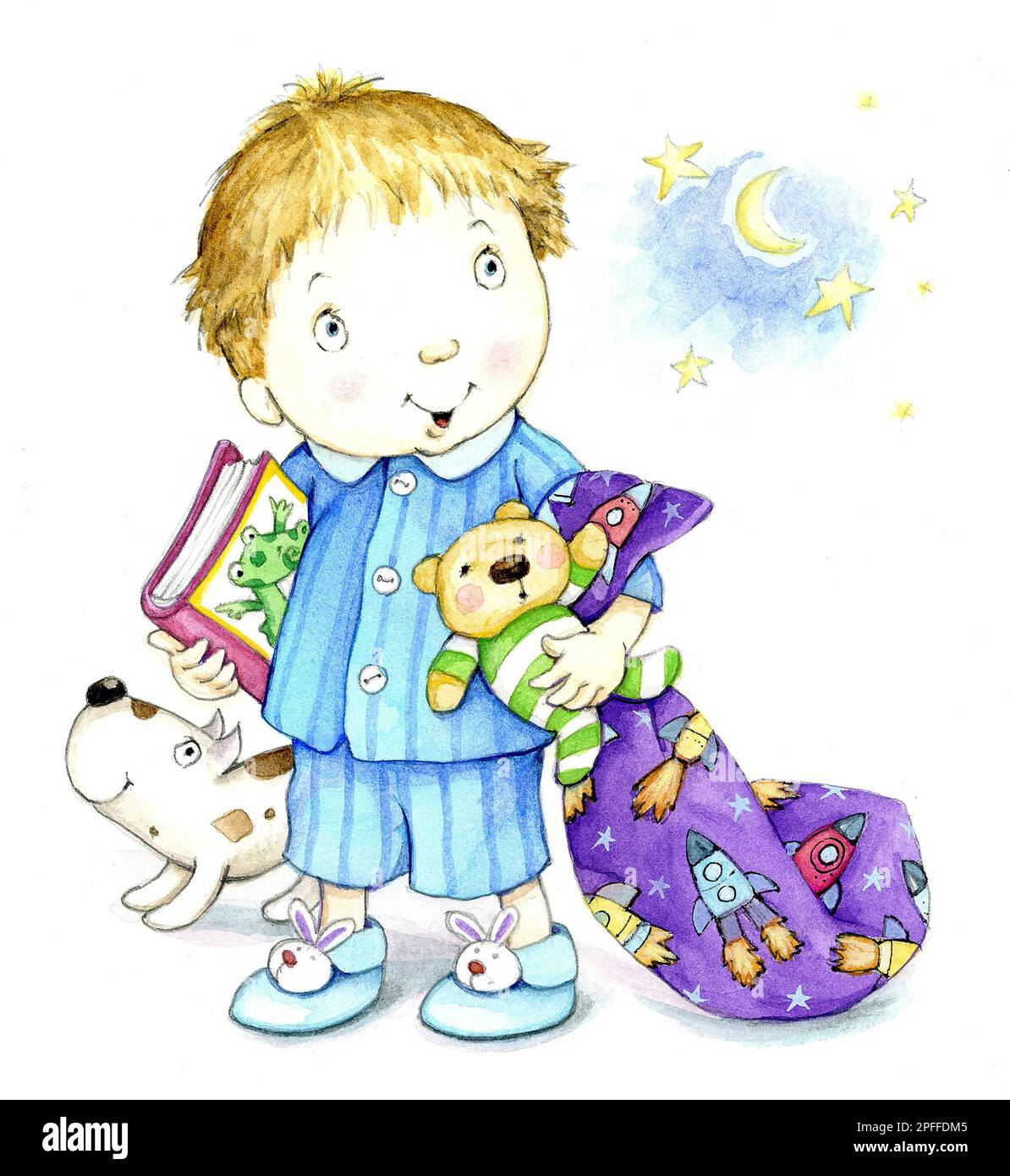Kids getting ready for bed clipart