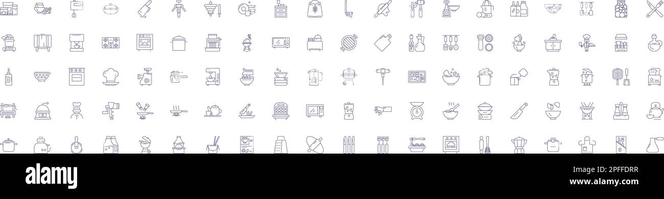 Kitchen line icons signs set. Design collection of Cooking, Cuisine ...