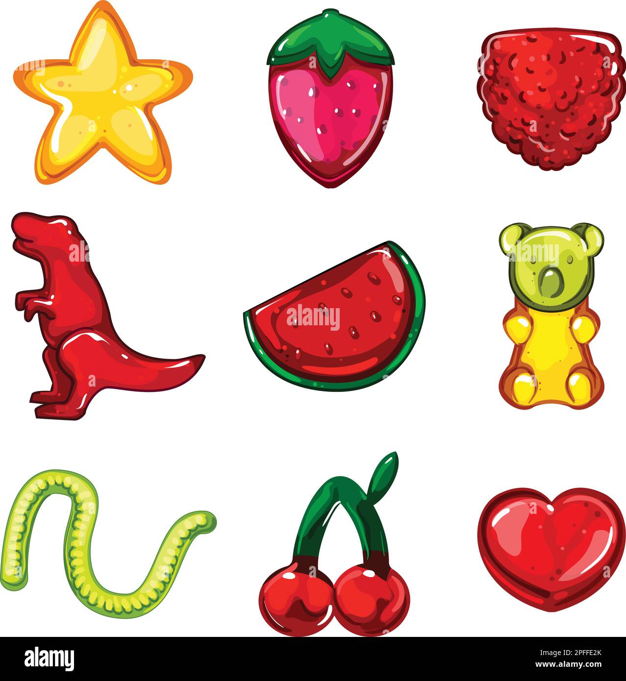 jelly candy set cartoon vector illustration Stock Vector Image & Art
