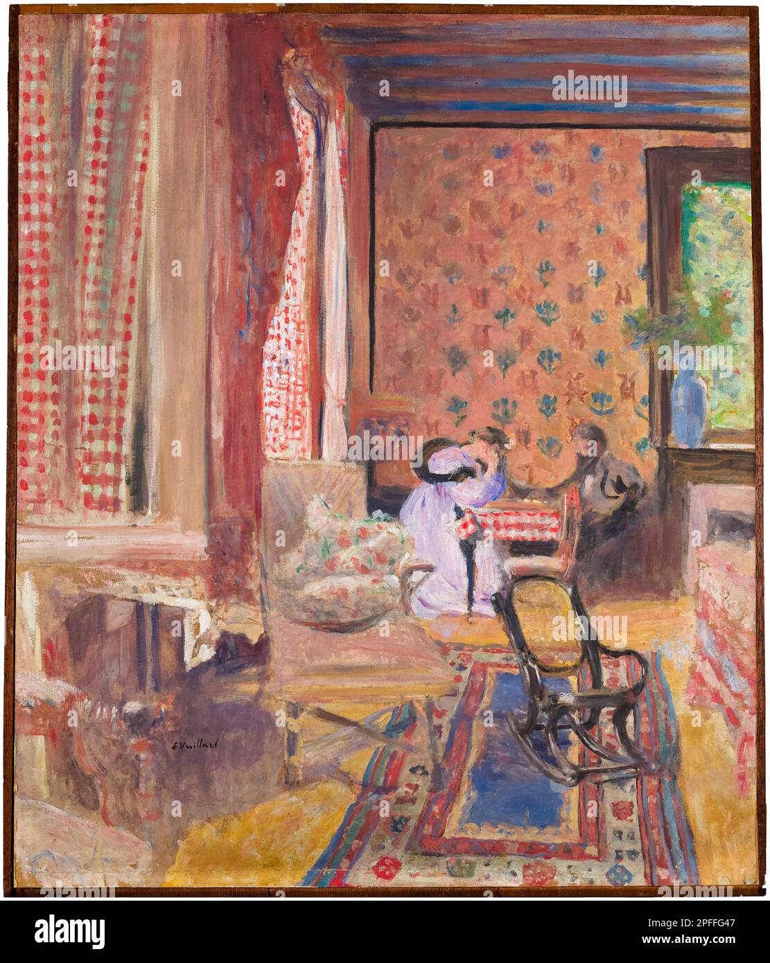 Édouard Vuillard, At the Board Game, (La partie de dames), painting in oil on wood, 1902 Stock Photo