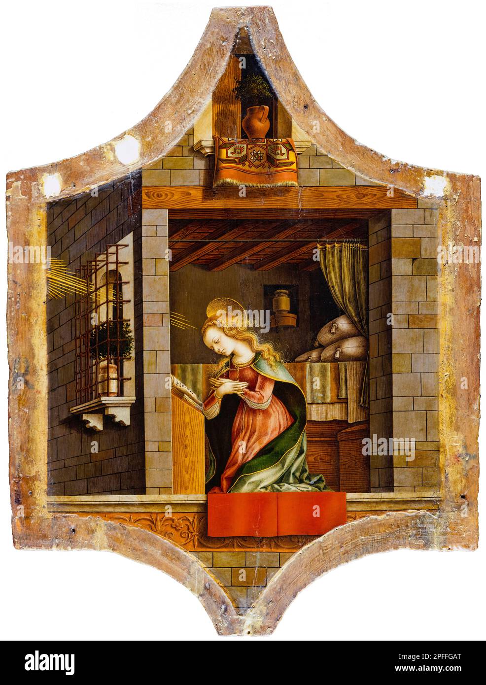 Carlo Crivelli, The Virgin Annunciate, painting in mixed technique on poplar wood, 1482 Stock Photo