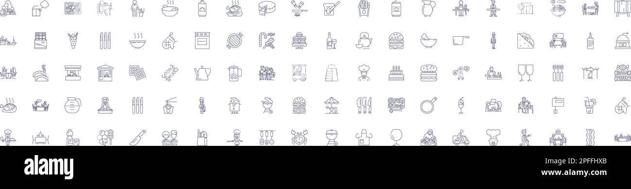 Eating and drinking line icons signs set. Design collection of Dining ...